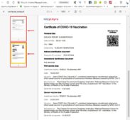 Сертификат вакцинации от COVID-19 на русском и английском языках